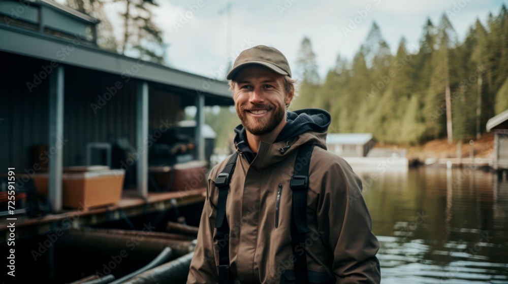 Fishery biologist's smile at a research station