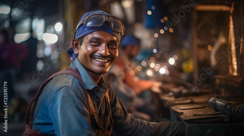 Accomplished welder with organized tools