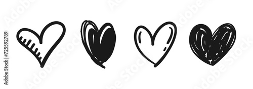 Heart doodles. Hand drawn hearts. Love symbol sketched.