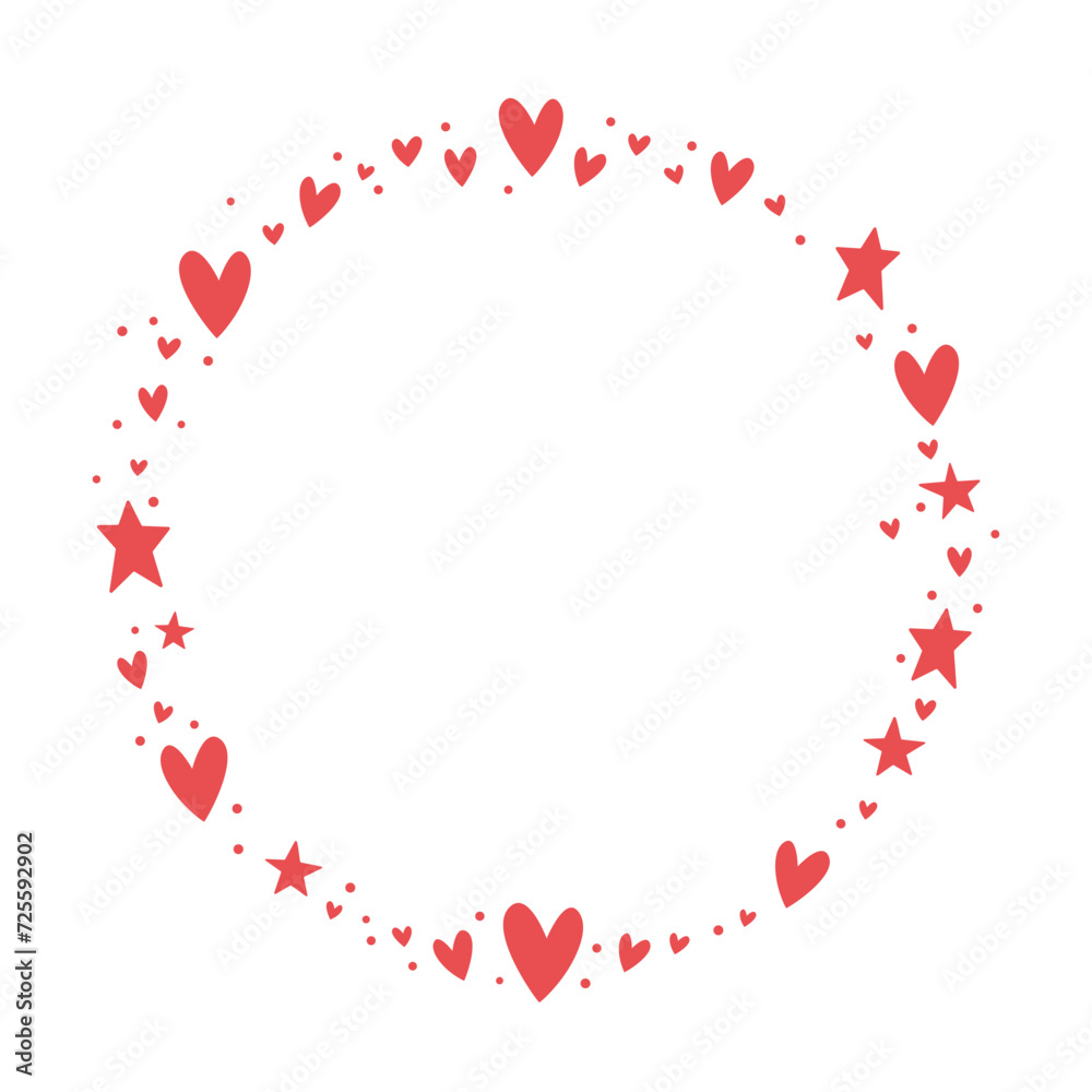 Circle frame formed by hearts. Valentine's Day background. Circular love background with hearts.