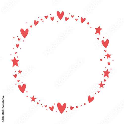 Fototapeta Naklejka Na Ścianę i Meble -  Circle frame formed by hearts. Valentine's Day background. Circular love background with hearts.