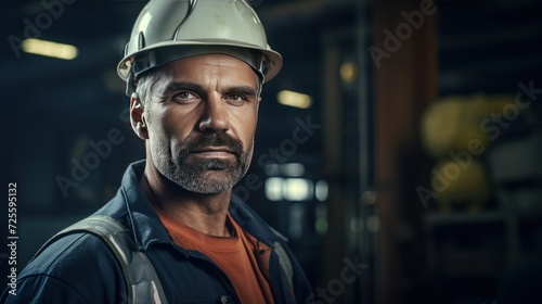 Portrait of Industry maintenance engineer man wearing uniform and safety hard hat  © CStock