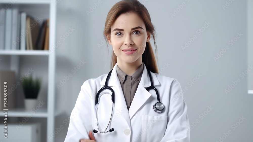 smiling young female doctor in medical coat writing in clipboard looking at camera smiling young female doctor in medical coat writing in clipboard looking at camera