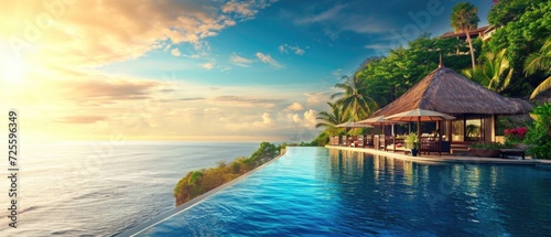 a tropical holiday vacations travel location with a luxury beach view
