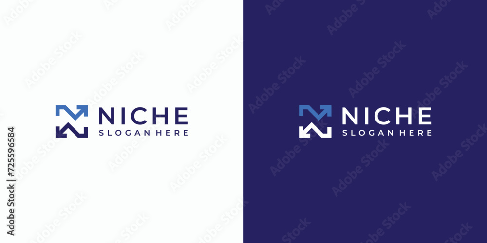 Letter N initial vector logo design with growth arrow line. Letter N initial vector logo design with growth arrow line.