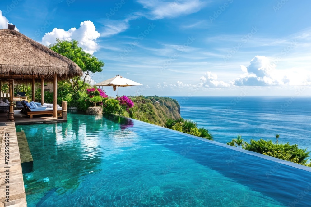 a tropical holiday vacations travel location with a luxury beach view