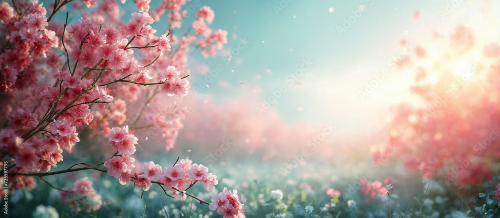 Spring blossom background. Blank background for advertising or text.  AI Generative