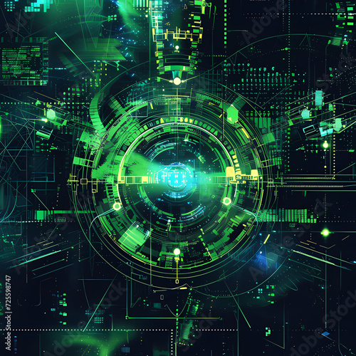 Futuristic Digital Technology Background With Vibrant Lights