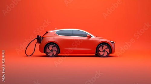 3d illustration of electric car isolated on minimalist background. generative ai © KBL Sungkid