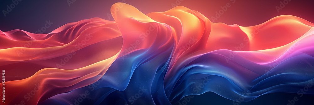 Vibrant Digital Silk Flow: Abstract Art, Dynamic Red and Blue Waves, Fluid Background Concept