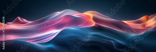 Ethereal Abstract Waves: Digital Art Depicting Flowing Silk, Dynamic Interplay of Blue and Orange Hues