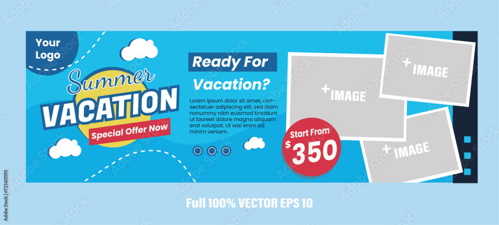 Template sales banner with vacation theme