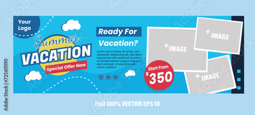 Template sales banner with vacation theme