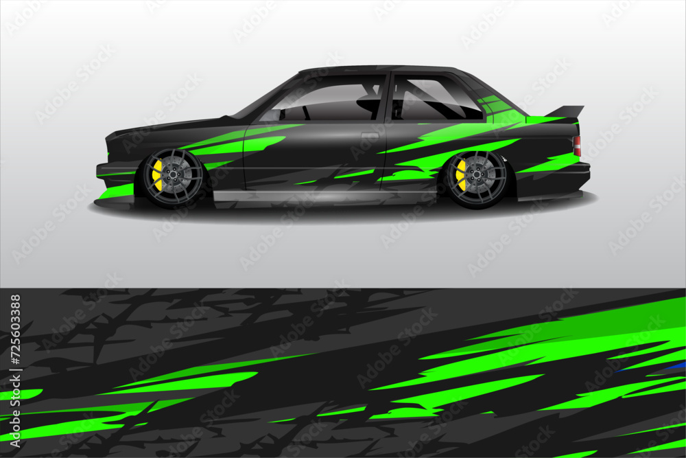 Graphic abstract line racing background kit design for vehicle, race car, rally, adventure and livery wrapping