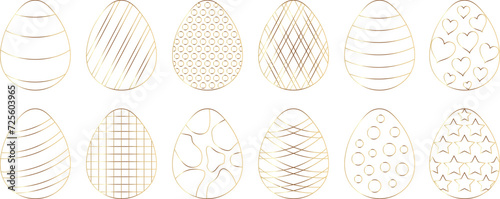 Easter egg line art with gold color vector. EPS 10 