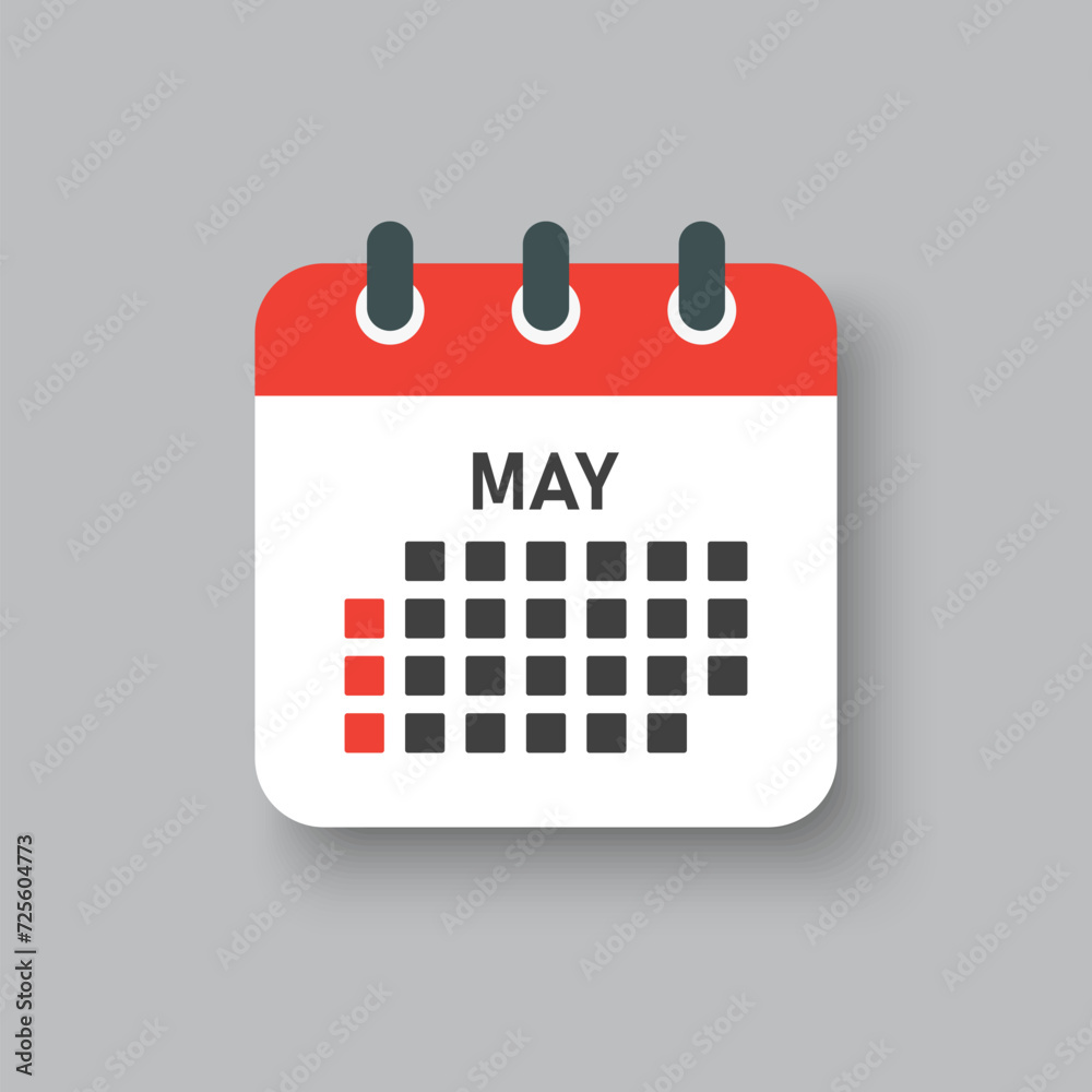 Vector template icon page calendar, month May Vector template icon page calendar, month May