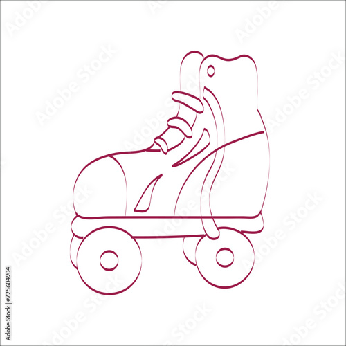 Roller skates in doodle summer set. Hand drawn  for greeting cards, posters, stickers and seasonal design.