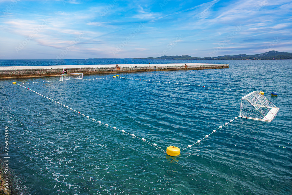 Water polo court at sea.