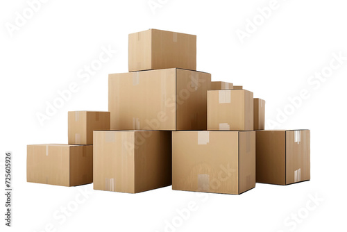 Cardboard Containers Isolated on Transparent Background
