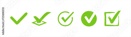 Check Mark vector icons. Check marks green icons. Green Check mark symbols