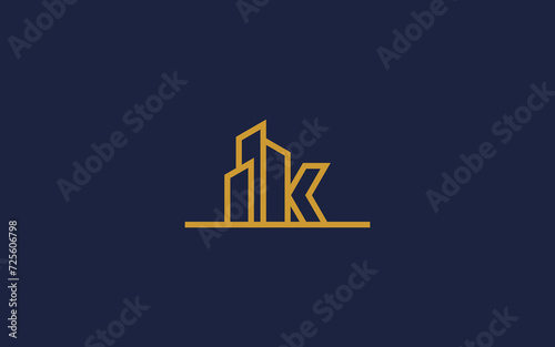 letter k with building logo icon design vector design template inspiration
