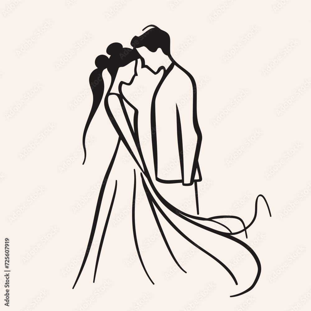 vector ne line bride and groom wedding couple isolated background vector ne line bride and groom wedding couple isolated background