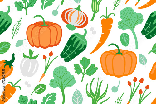 Seamless pattern with hand drawn doodle vegetables