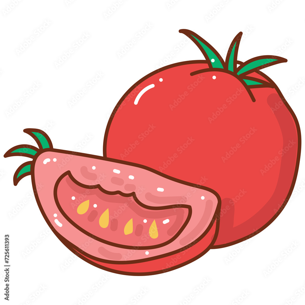 Obraz premium tomato cartoon doodle