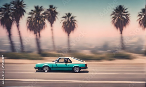California dream: Drive vibes with a classic 80s car © karandaev
