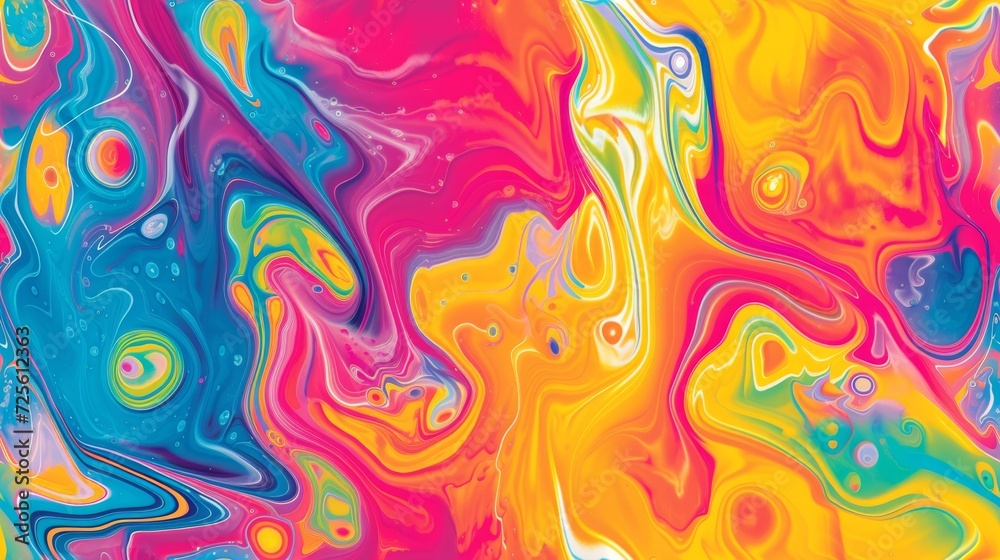 Psychedelic swirls of vivid colors create an abstract liquid art pattern.