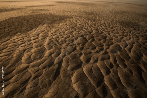 Endless sandy wasteland. Wavy and bright grounds with dark shadows. Generate AI