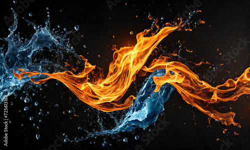 Wallpaper Mural Fiery flames meet cool splashing water Torontodigital.ca