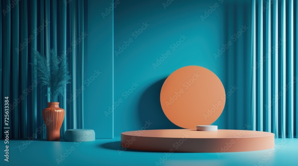 Display podium design for mock up and product presentation blue color scene Display podium design for mock up and product presentation blue color scene