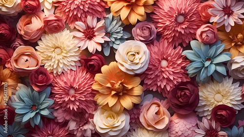 Colorful flowers background, spring season concept