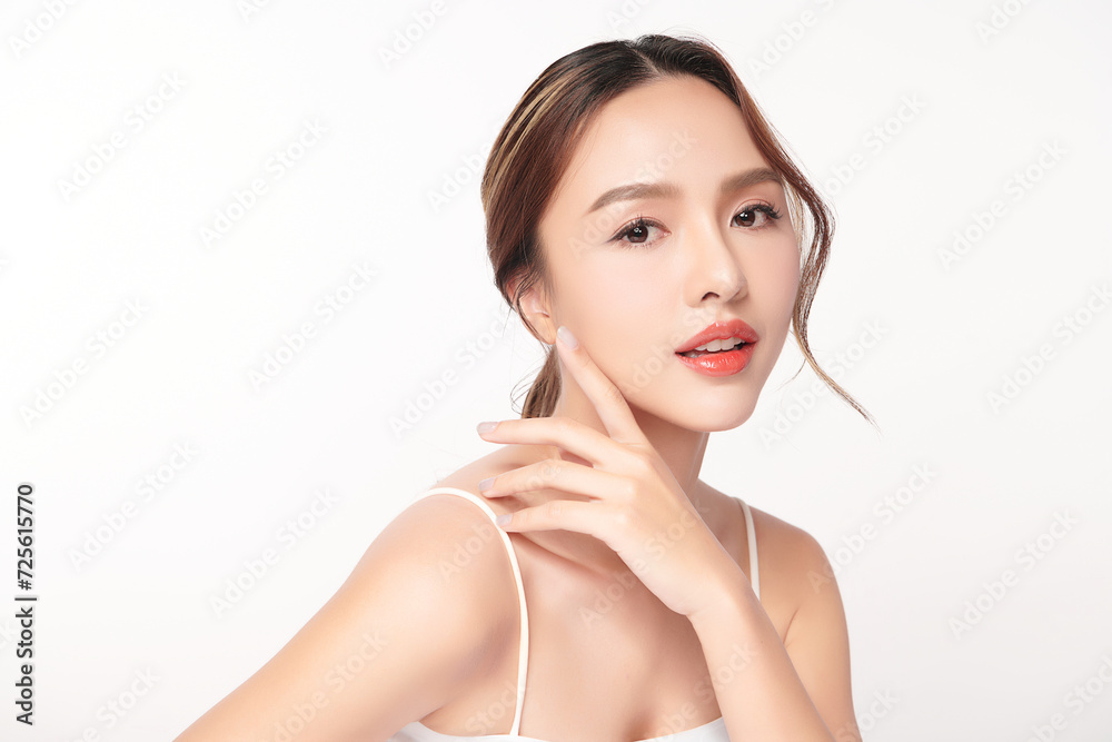 Beautiful young asian woman with clean fresh skin on white background, Face care, Facial treatment, Cosmetology, beauty and spa, Asian women portrait. Beautiful young asian woman with clean fresh skin on white background, Face care, Facial treatment, Cosmetology, beauty and spa, Asian women portrait.