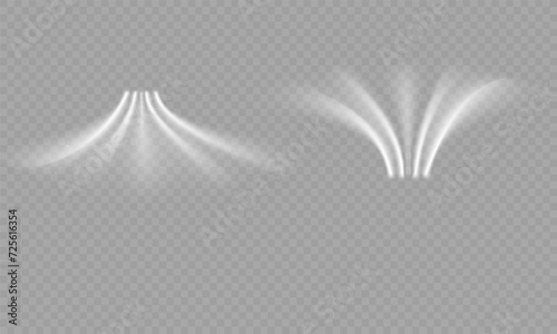 Air, smoke or wind motion effect isolated on a see-through background. Realistic illustration of abstract dust flows, scratch lines or wind flows in vector format.	
