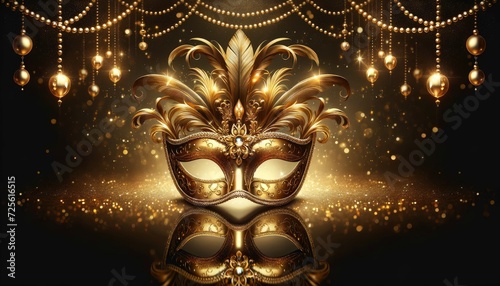 a luxurious golden masquerade mask photo