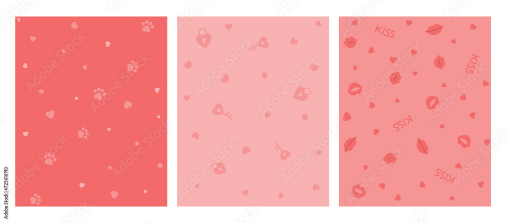 Passion kiss love seamless Valentine's Day patterns