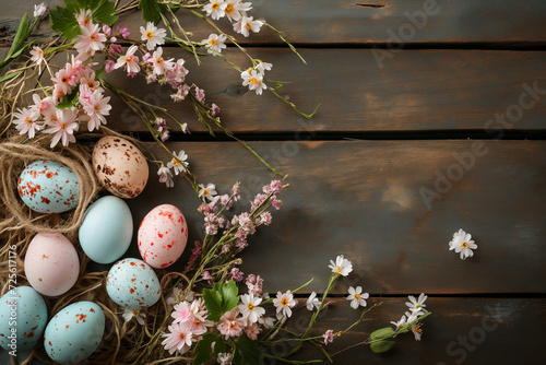 Easter Eggs on Wooden Background © Natalya Levish