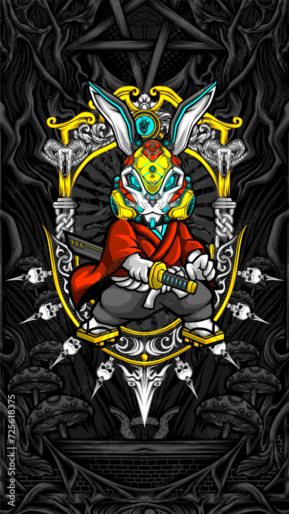 samurai rabbit cyberpunk vector illustration samurai rabbit cyberpunk vector illustration