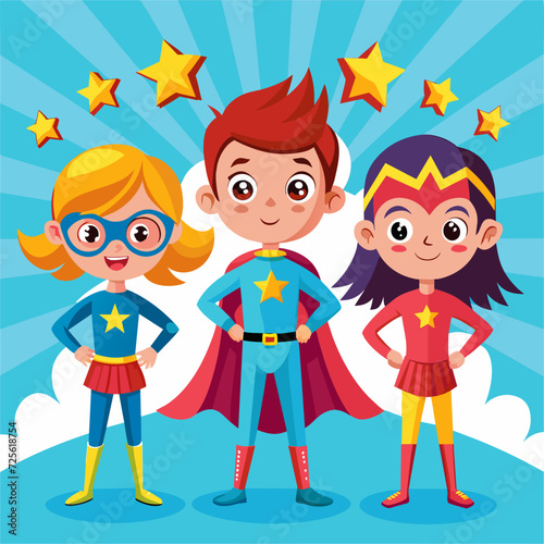 kids as a superhero vector 
