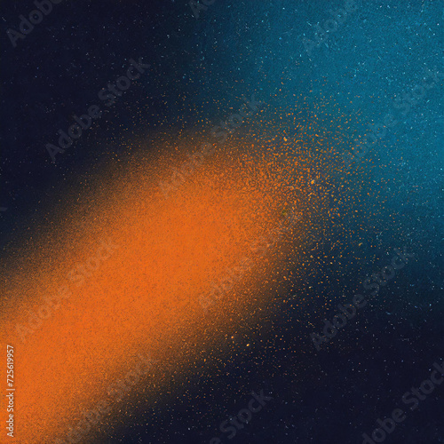 orange dot blue on dark , empty space grainy noise grungy texture color gradient rough abstract background , shine bright light and glow template