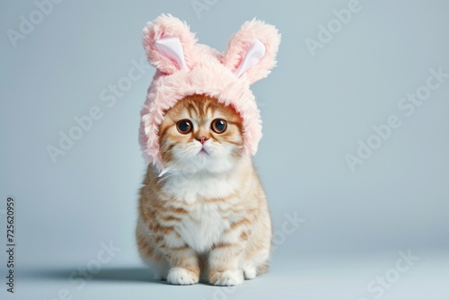 Cute british shorthair cat wearing bunny ears