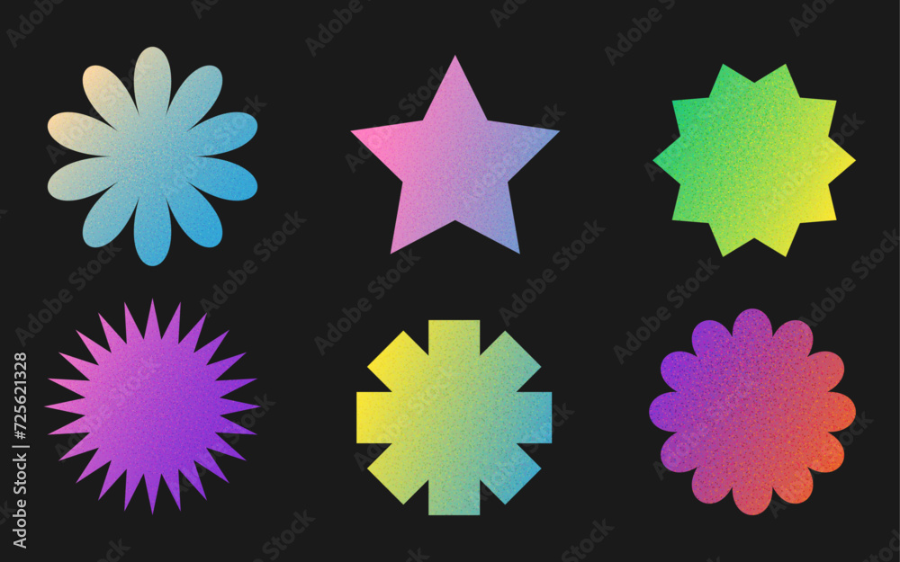 Y2k retro grainy gradient shapes. Trendy stickers 90s 2000s style Y2k retro grainy gradient shapes. Trendy stickers 90s 2000s style