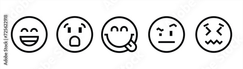 linear emoticon set, emoji face collection, expression icon vector illustration