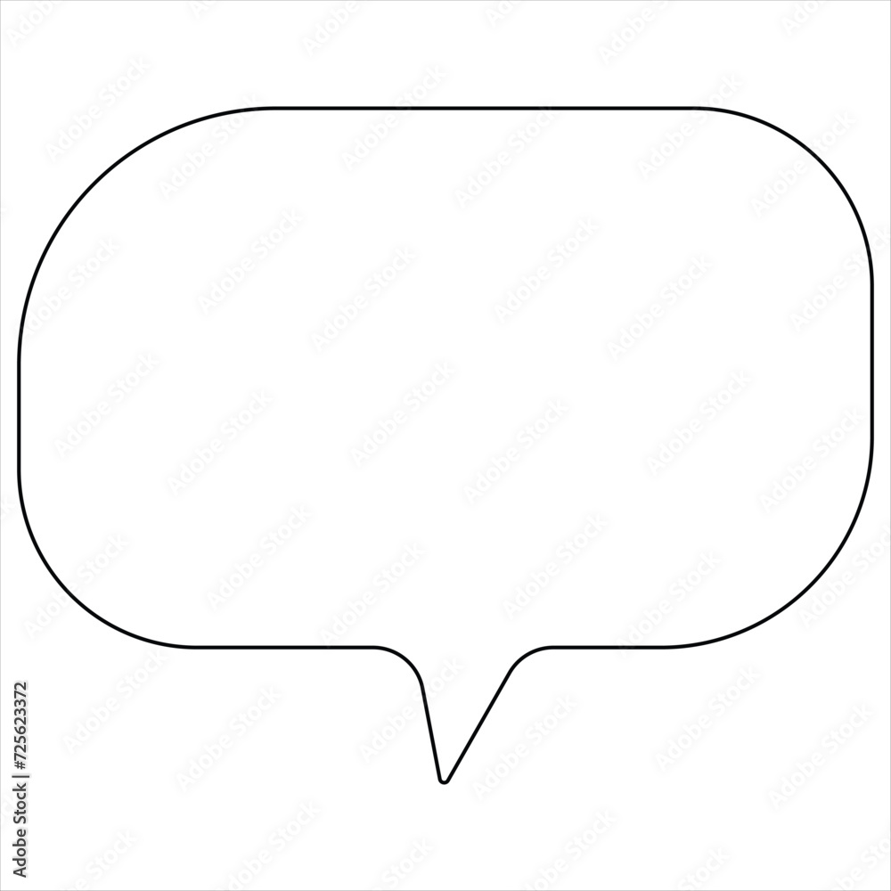 Continuous single line art drawing of speech bubble square shaped chat cloud and thought dialogue icon Continuous single line art drawing of speech bubble square shaped chat cloud and thought dialogue icon