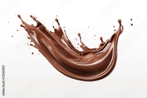 Splashes of cocoa, coffee or liquid chocolate with drops on a white background. Element for design, packaging, mockup