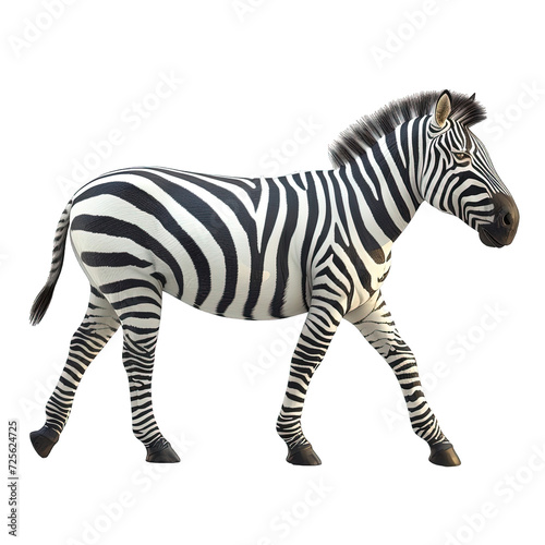 full body zebra side view isolated