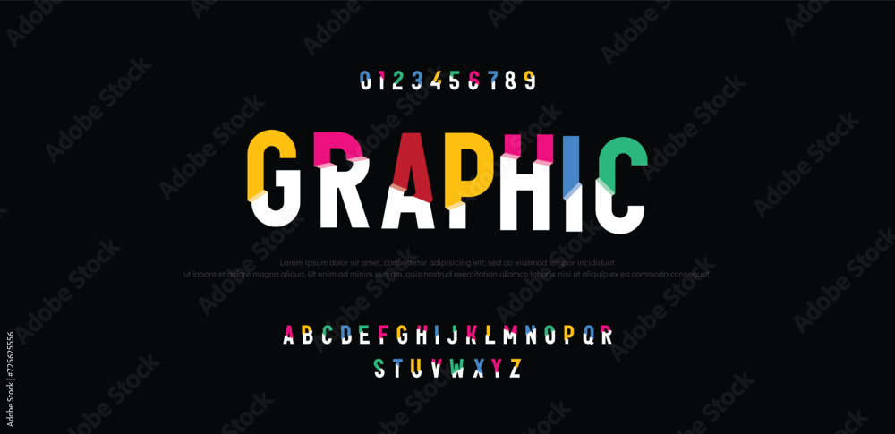 Graphic Future font creative modern alphabet fonts. Typography colorful bold color regular. vector illustrator - obrazy, fototapety, plakaty 