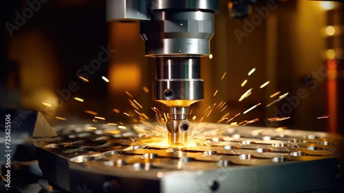 CNC milling machine is cutting metal